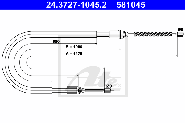 ATE 24.3727-1045.2 Cavo comando, Freno stazionamento-Cavo comando, Freno stazionamento-Ricambi Euro