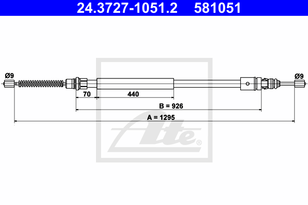 ATE 24.3727-1051.2 Cavo comando, Freno stazionamento-Cavo comando, Freno stazionamento-Ricambi Euro