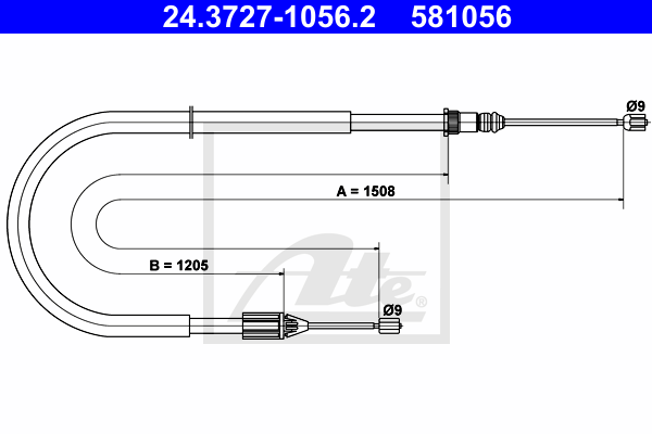 ATE 24.3727-1056.2 Cavo comando, Freno stazionamento-Cavo comando, Freno stazionamento-Ricambi Euro