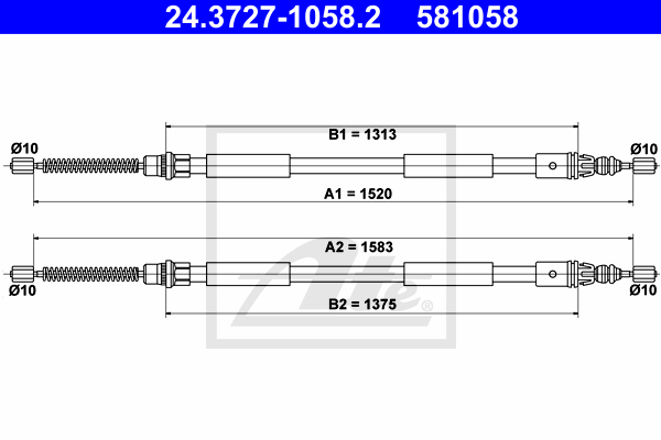 ATE 24.3727-1058.2 Cavo comando, Freno stazionamento