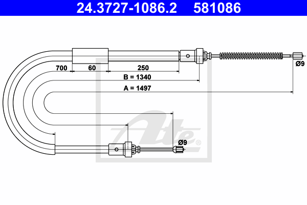 ATE 24.3727-1086.2 Cavo comando, Freno stazionamento