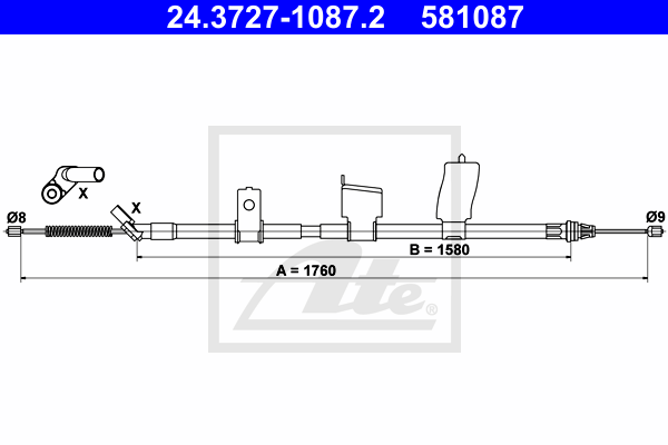 ATE 24.3727-1087.2 Cavo comando, Freno stazionamento-Cavo comando, Freno stazionamento-Ricambi Euro