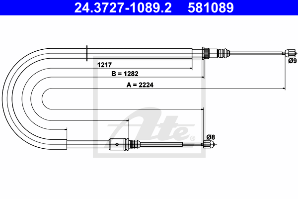 ATE 24.3727-1089.2 Cavo comando, Freno stazionamento-Cavo comando, Freno stazionamento-Ricambi Euro