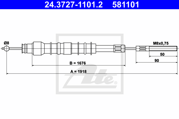 ATE 24.3727-1101.2 Cavo comando, Freno stazionamento-Cavo comando, Freno stazionamento-Ricambi Euro