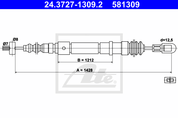 ATE 24.3727-1309.2 Cavo comando, Freno stazionamento-Cavo comando, Freno stazionamento-Ricambi Euro