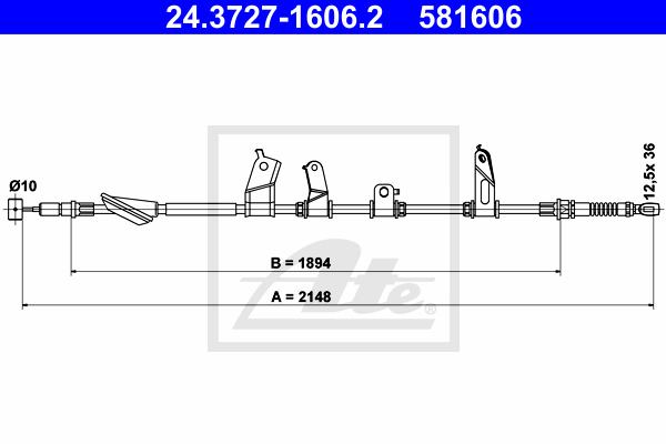 ATE 24.3727-1606.2 Cavo comando, Freno stazionamento