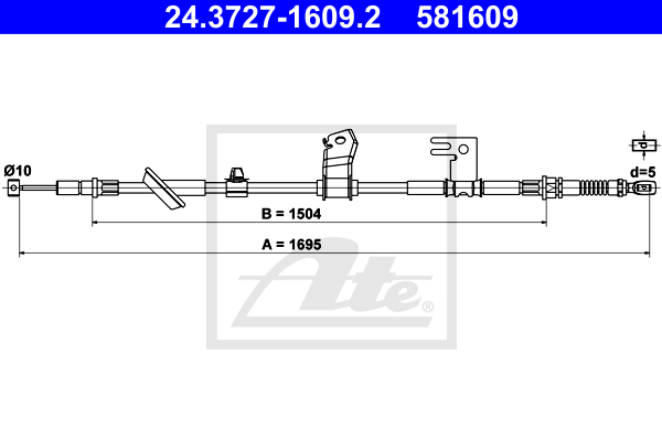 ATE 24.3727-1609.2 Cavo comando, Freno stazionamento-Cavo comando, Freno stazionamento-Ricambi Euro