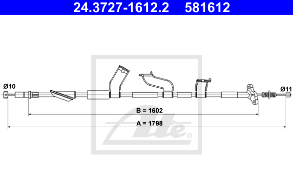 ATE 24.3727-1612.2 Cavo comando, Freno stazionamento-Cavo comando, Freno stazionamento-Ricambi Euro