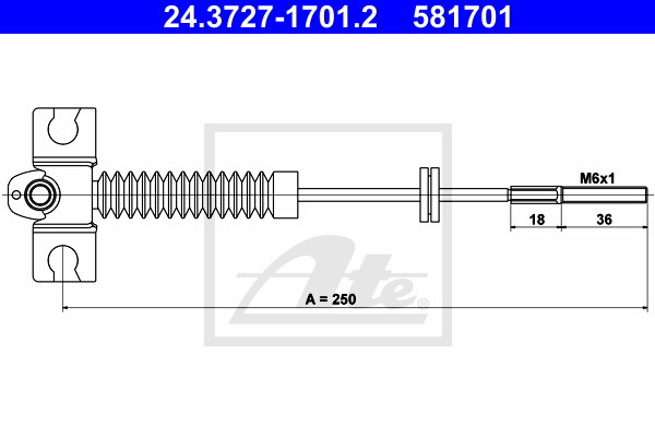 ATE 24.3727-1701.2 Cavo comando, Freno stazionamento-Cavo comando, Freno stazionamento-Ricambi Euro