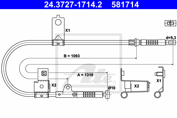 ATE 24.3727-1714.2 Cavo comando, Freno stazionamento-Cavo comando, Freno stazionamento-Ricambi Euro