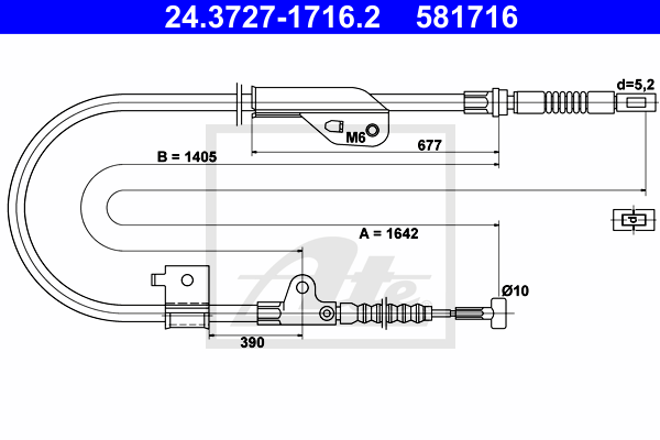 ATE 24.3727-1716.2 Cavo comando, Freno stazionamento-Cavo comando, Freno stazionamento-Ricambi Euro