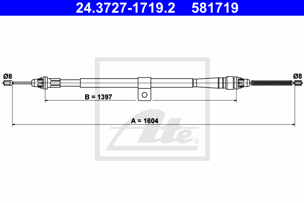 ATE 24.3727-1719.2 Cavo comando, Freno stazionamento-Cavo comando, Freno stazionamento-Ricambi Euro