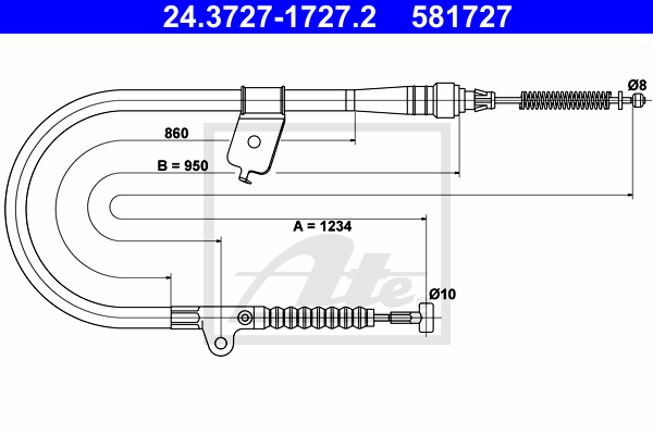 ATE 24.3727-1727.2 Cavo comando, Freno stazionamento