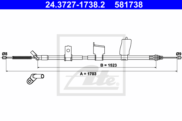 ATE 24.3727-1738.2 Cavo comando, Freno stazionamento-Cavo comando, Freno stazionamento-Ricambi Euro