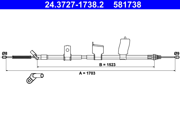 ATE 24.3727-1738.2 Seilzug, Feststellbremse