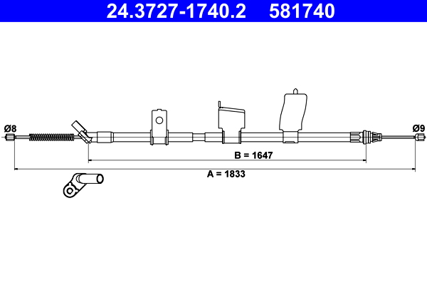 ATE 24.3727-1740.2 Seilzug, Feststellbremse
