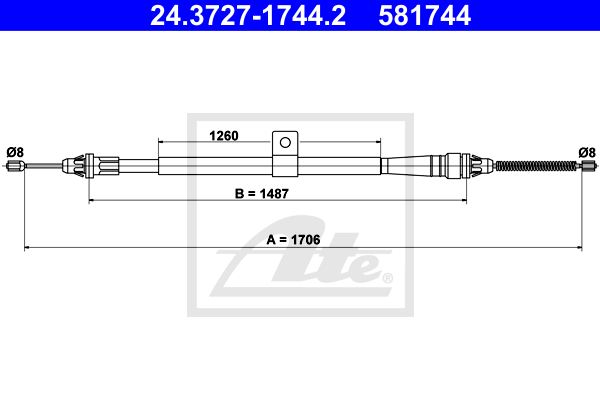 ATE 24.3727-1744.2 Cavo comando, Freno stazionamento-Cavo comando, Freno stazionamento-Ricambi Euro