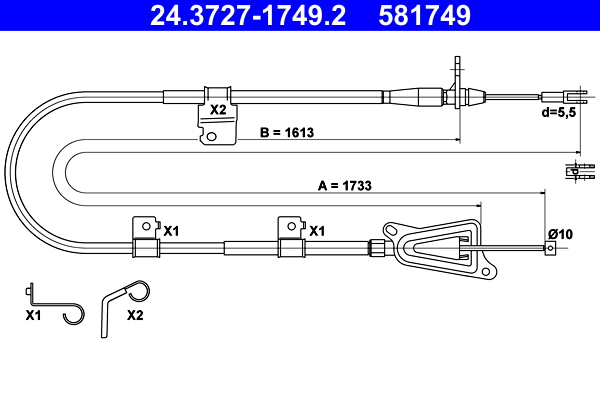 ATE 24.3727-1749.2 Seilzug, Feststellbremse