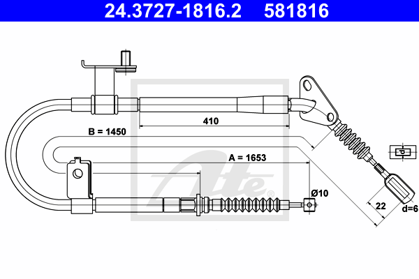 ATE 24.3727-1816.2 Cavo comando, Freno stazionamento-Cavo comando, Freno stazionamento-Ricambi Euro