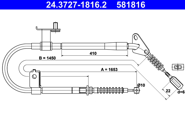 ATE 24.3727-1816.2 Seilzug, Feststellbremse