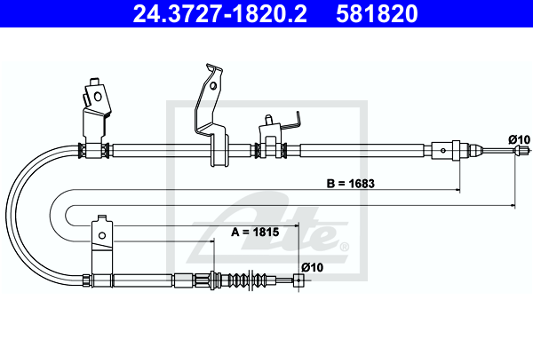 ATE 24.3727-1820.2 Cavo comando, Freno stazionamento-Cavo comando, Freno stazionamento-Ricambi Euro