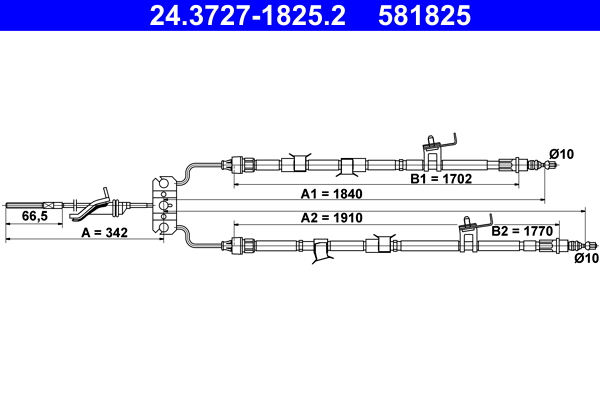 ATE 24.3727-1825.2 Seilzug, Feststellbremse
