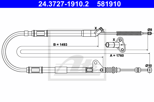 ATE 24.3727-1910.2 Cavo comando, Freno stazionamento-Cavo comando, Freno stazionamento-Ricambi Euro