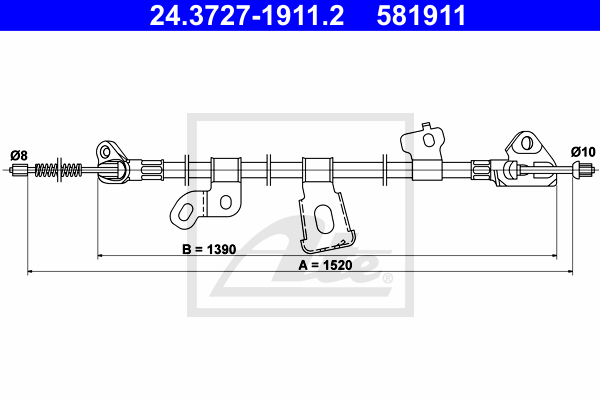 ATE 24.3727-1911.2 Cavo comando, Freno stazionamento-Cavo comando, Freno stazionamento-Ricambi Euro