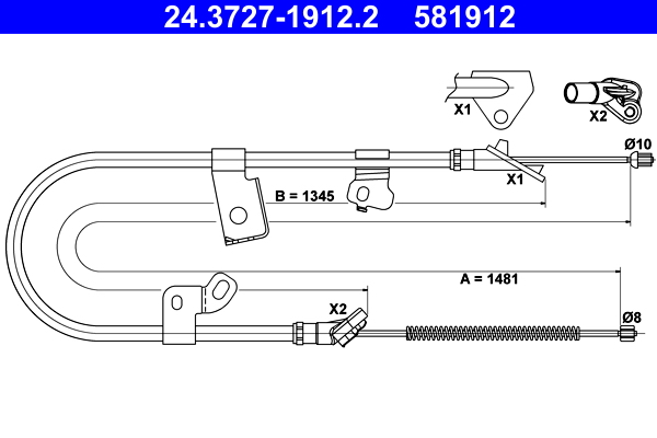 ATE 24.3727-1912.2 Seilzug, Feststellbremse