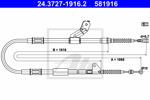 ATE 24.3727-1916.2 Cavo comando, Freno stazionamento