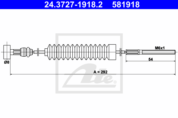 ATE 24.3727-1918.2 Cavo comando, Freno stazionamento-Cavo comando, Freno stazionamento-Ricambi Euro