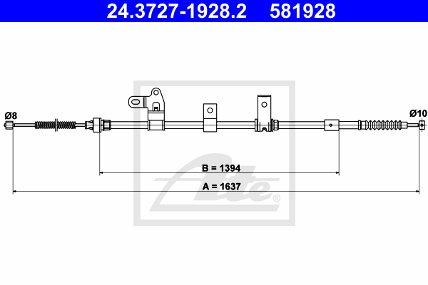 ATE 24.3727-1928.2 Cavo comando, Freno stazionamento-Cavo comando, Freno stazionamento-Ricambi Euro