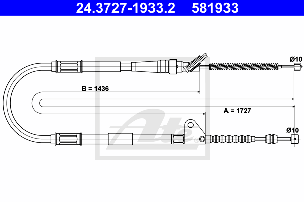 ATE 24.3727-1933.2 Cavo comando, Freno stazionamento-Cavo comando, Freno stazionamento-Ricambi Euro