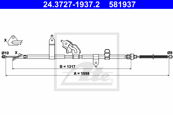 ATE 24.3727-1937.2 Cavo comando, Freno stazionamento-Cavo comando, Freno stazionamento-Ricambi Euro