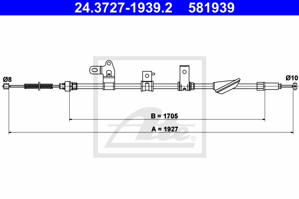 ATE 24.3727-1939.2 Cavo comando, Freno stazionamento-Cavo comando, Freno stazionamento-Ricambi Euro