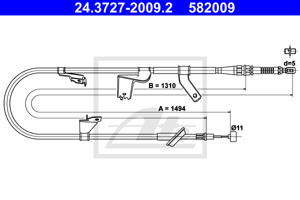 ATE 24.3727-2009.2 Cavo comando, Freno stazionamento-Cavo comando, Freno stazionamento-Ricambi Euro