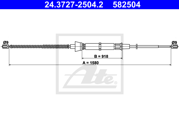 ATE 24.3727-2504.2 Cavo comando, Freno stazionamento-Cavo comando, Freno stazionamento-Ricambi Euro