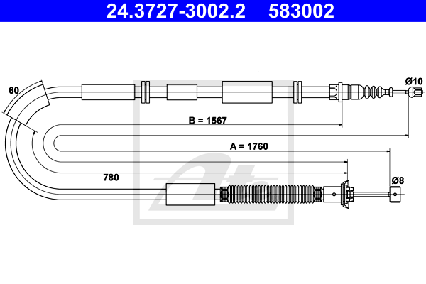 ATE 24.3727-3002.2 Cavo comando, Freno stazionamento