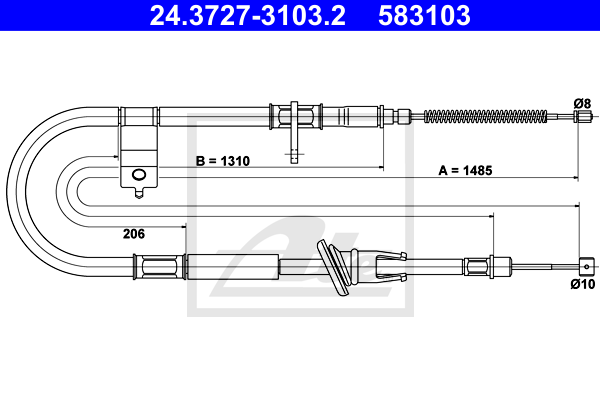 ATE 24.3727-3103.2 Cavo comando, Freno stazionamento-Cavo comando, Freno stazionamento-Ricambi Euro