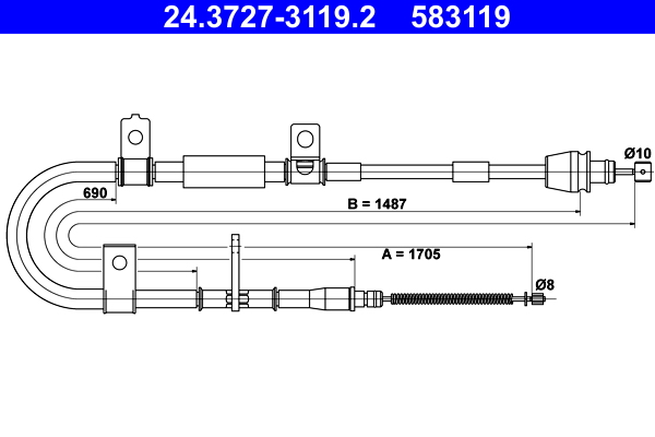 ATE 24.3727-3119.2 Seilzug, Feststellbremse