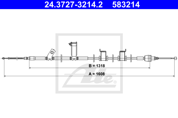 ATE 24.3727-3214.2 Cavo comando, Freno stazionamento-Cavo comando, Freno stazionamento-Ricambi Euro