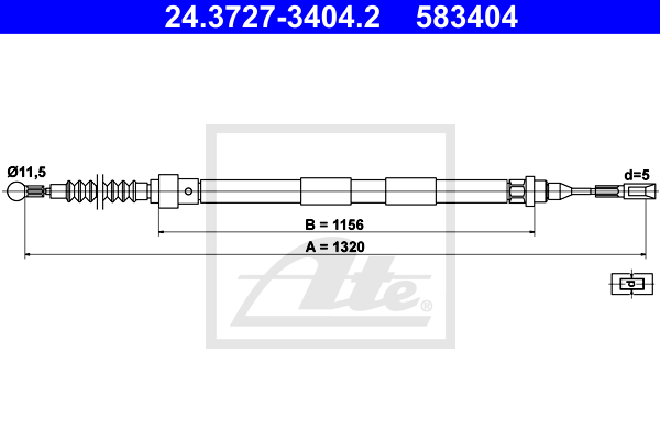 ATE 24.3727-3404.2 Cavo comando, Freno stazionamento-Cavo comando, Freno stazionamento-Ricambi Euro