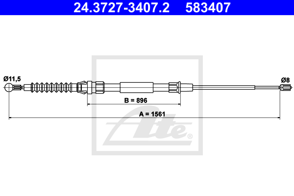 ATE 24.3727-3407.2 Cavo comando, Freno stazionamento-Cavo comando, Freno stazionamento-Ricambi Euro