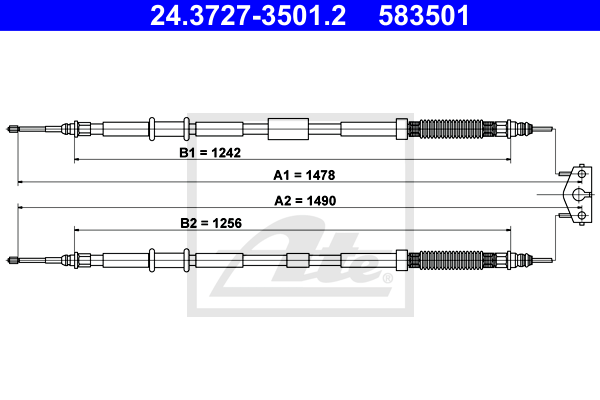 ATE 24.3727-3501.2 Cavo comando, Freno stazionamento-Cavo comando, Freno stazionamento-Ricambi Euro