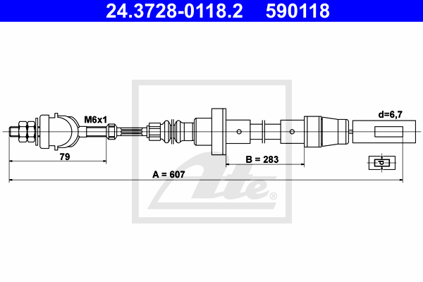 ATE 24.3728-0118.2 Cavo comando, Comando frizione