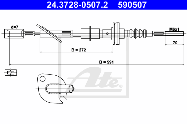 ATE 24.3728-0507.2 Cavo comando, Comando frizione