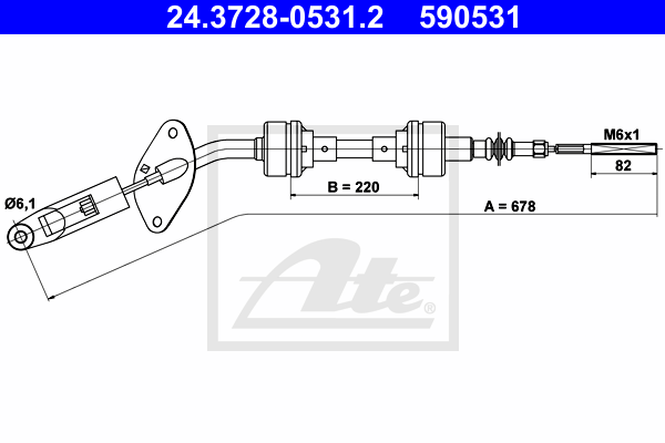 ATE 24.3728-0531.2 Cavo comando, Comando frizione-Cavo comando, Comando frizione-Ricambi Euro