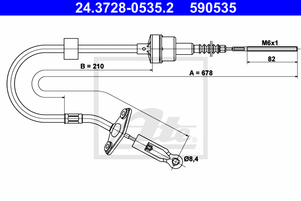 ATE 24.3728-0535.2 Cavo comando, Comando frizione-Cavo comando, Comando frizione-Ricambi Euro