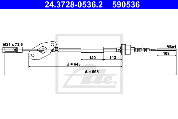 ATE 24.3728-0536.2 Cavo comando, Comando frizione-Cavo comando, Comando frizione-Ricambi Euro