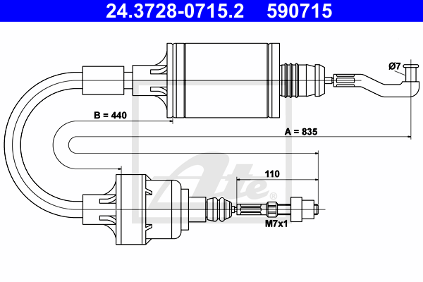 ATE 24.3728-0715.2 Cavo comando, Comando frizione